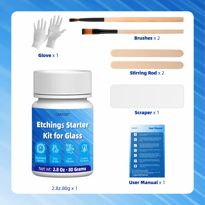 2.8oz Glass Etching Kit, High Adhesion Etching Starter Kit, Professional Glass Etching Kit for Wine Glasses, Mugs, Jars, Mirrors, Easily Create Matte Glass Designs, Durable & Long-Lasting Results 2.8oz