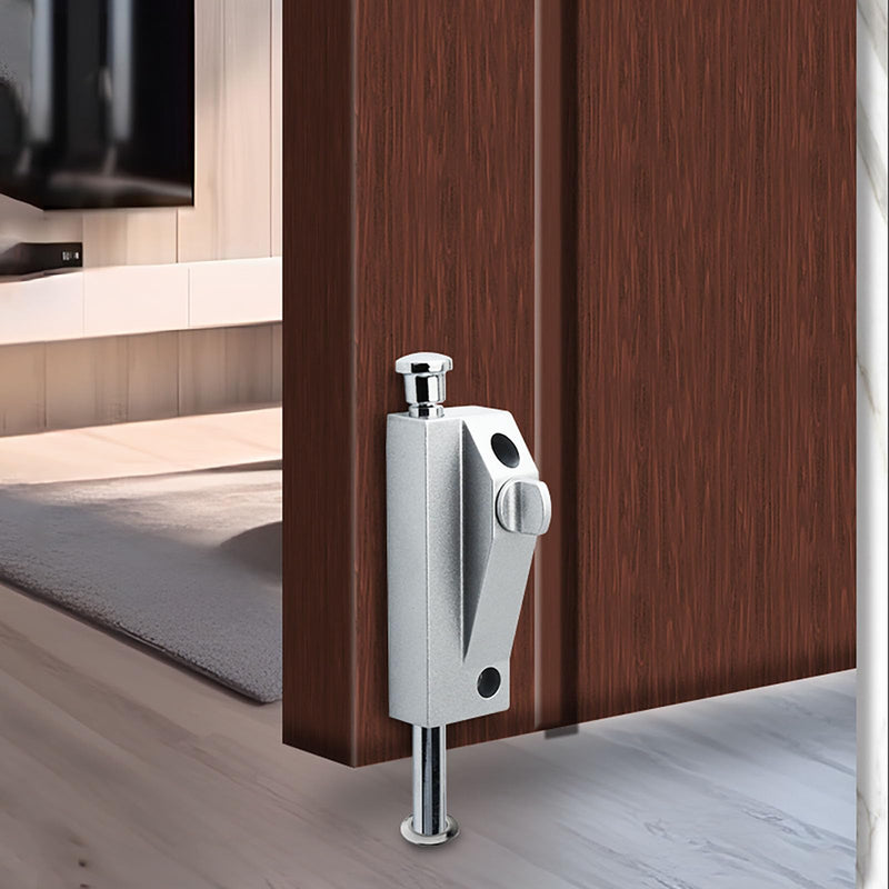 Sliding Patio Door Lock，Sliding Patio Door keyless with Door Latch，for Window Glass Patio Doors Auxiliary Security Lock(Silver)