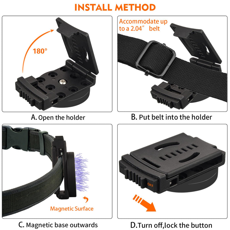 MUTUACTOR Tool Holster Belt Clip,Heavy-Duty Magnetic Tool Holder for Belt Clip,Non-Slip Strong Magnetic Clip Tool Belt Accessories for Hammer Screwdrivers Adjustable Wrench Magnetic Tools Hardware Belt Clip X1