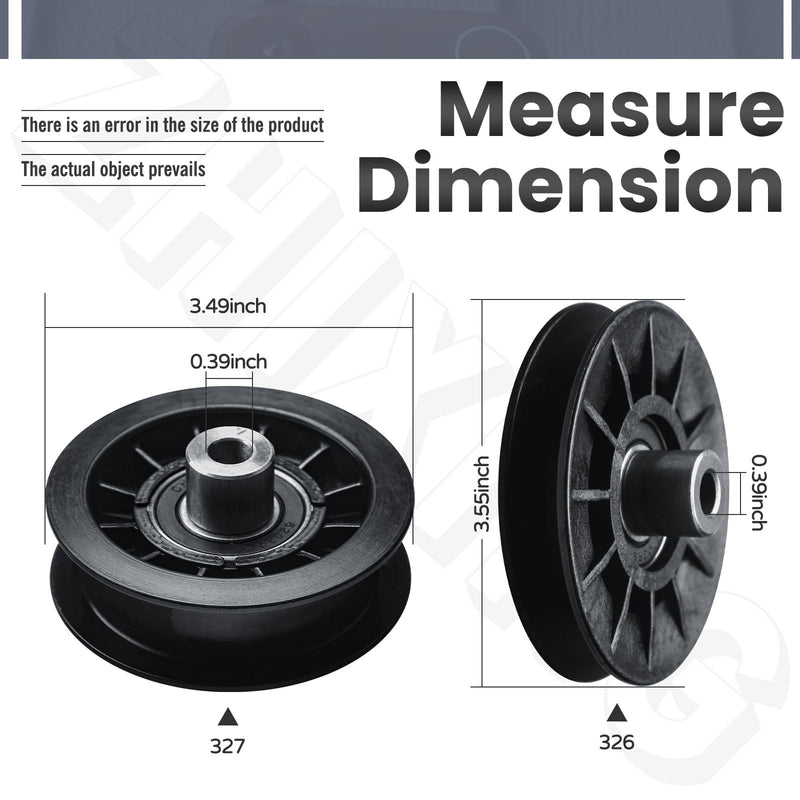 532194326 532407287 V-Groove Idler Pulley and 532194327 Flat Idler Pulley Set Compatible with Husqvarna Craftsman Sna-pper Poulan Jonsered Mower LTH1538 LGT2554 917287220 194326 194327 407287