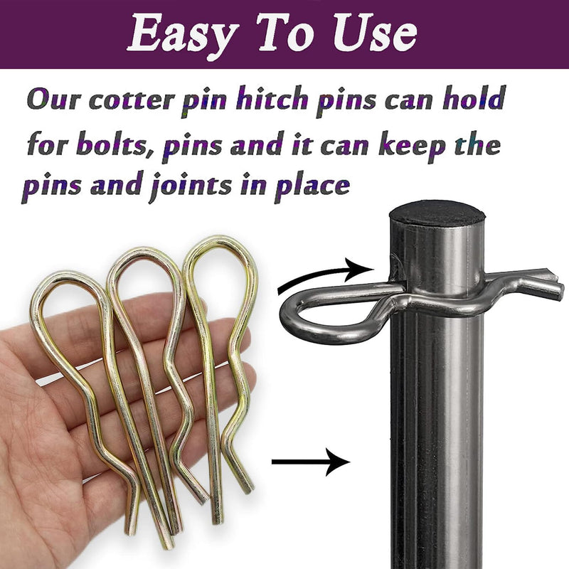10Pcs Heavy Duty Hitch Pins Clip R Clips Cotter Pins, Colour Zine Spring Retaining Wire Hair Pins， Large for Trailer Tractors Mower Carts Truck Pin Clip，Strong Spring Tension M3.5×75mm M3.5×75mm-10pcs Color zinc-plated 10