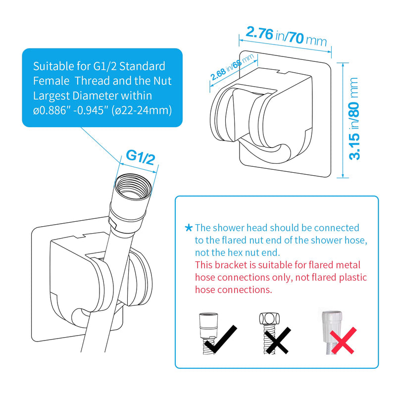 KAIYING Self Adhesive Handheld Shower Head Holder Wall Mount, Adjustable Angle Rv Shower Head Holder, Bathroom Shower Wand Holder, Universal Shower Bracket, ABS, Chrome 1.0