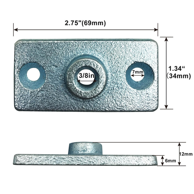 3/8 Pipe Hanger Ceiling Flange Hanger 8PCS Ceiling Flange Hanger Plate for Plumbing and Industrial Decor, Plate Connector 3/8in Silver Exselens 3/8"