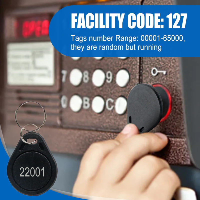 50pcs 26 bit Black Prox Keyfobs Proximity Fob Frequency 125KHZ H-ID Compatible with Prox Key ISOProx 1346 1386 1326 H10301 Format Card Readers, Works with The vast Majority of Access Control Systems