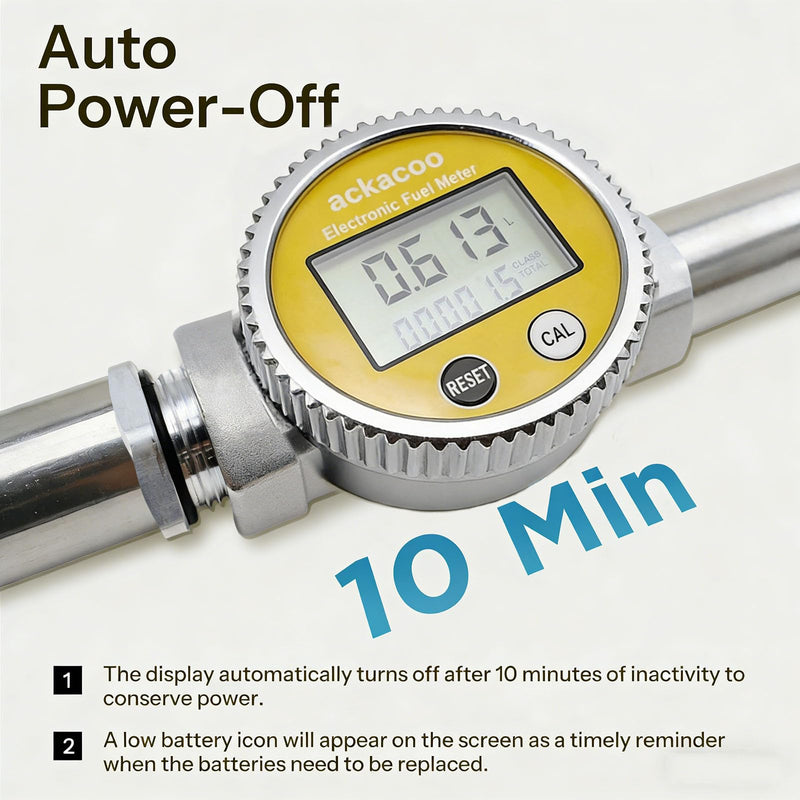 1.5 Inch NPT Digital Turbine Flow Meter with LCD Display, ±1% Accuracy, Waterproof EMI Protection Electronic Fuel Water Meter, 10.5–74 GPM Flowmeter for Gasoline Diesel Water Kerosene Round 1.5 Inch Flow Meter