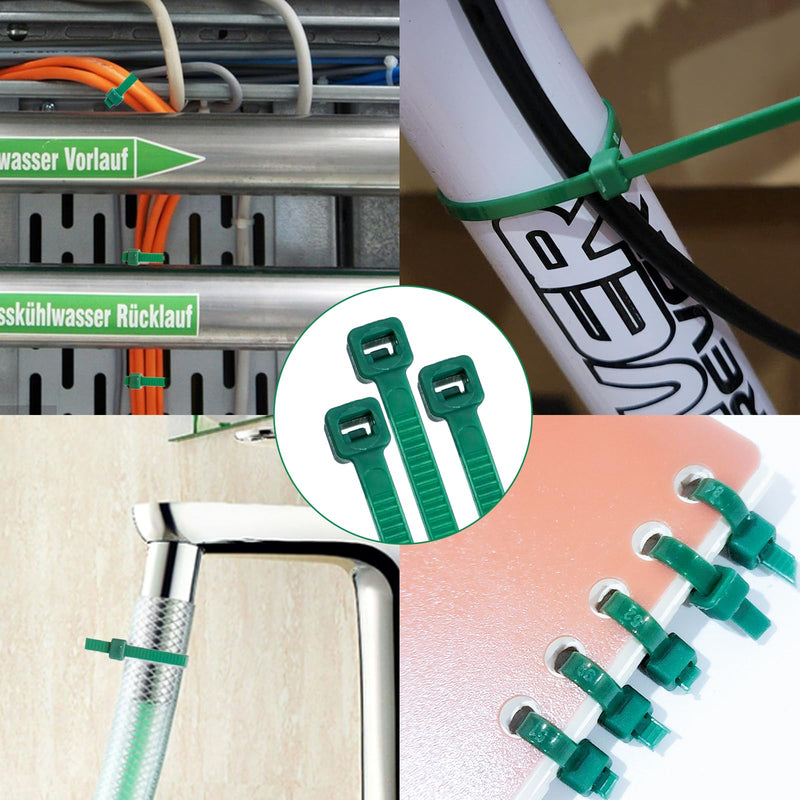 200PCS Nylon Zip Ties - 8 Inch Green,Multi-Purpose Self Locking Cable Ties， Ultra Strong Plastic Wire Ties with 40 Pounds Tensile Strength