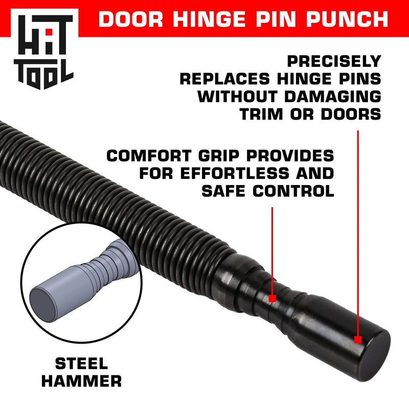 HIT Tool Hammerless Spring Punch Pro Pack: 1)1/32"&1/16",1-3/32" &1/8" Dual head nail setter, 1)Dual head prick & centre 1)HSS prick, 1)Dual Head Door hinge pin remover/hammer & Pouch Pro Spring Punch Kit