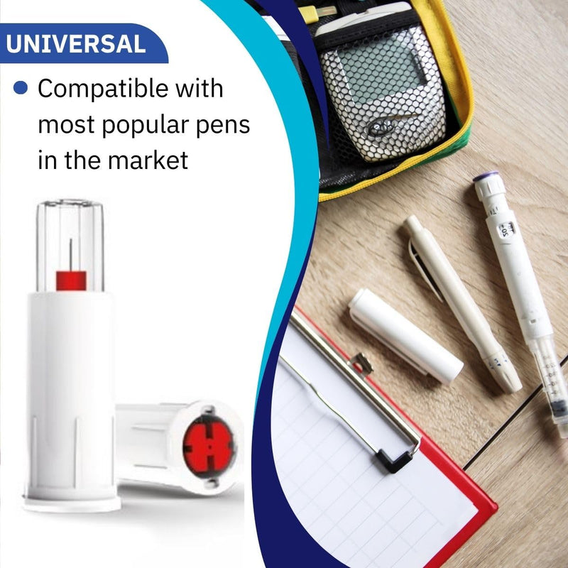 ONE-CARE Duo Safety Pen Tips 30G x 5/16'' (8mm), Dual Shield Auto Protection, Universal Fit, Sterile, 100/bx, Comfortable