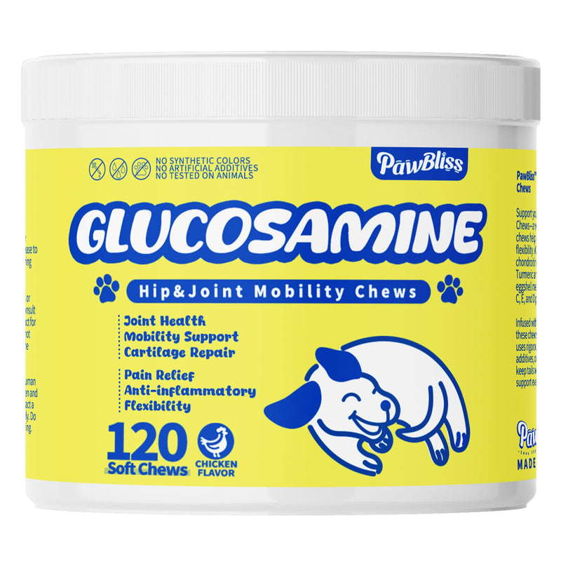 Glucosamine Joint Supplement for Dogs Joint Pain Relief – Glucosamine Chondroitin MSM & Turmeric Hip & Joint Support Chews for Large & Senior Dogs – 120 Ct Glucosamine chew