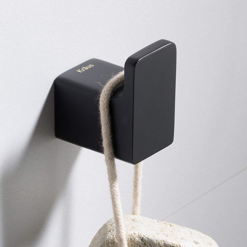 Kraus Stelios Bathroom Robe and Towel Hook, Matte Black Finish, KEA-19901MB