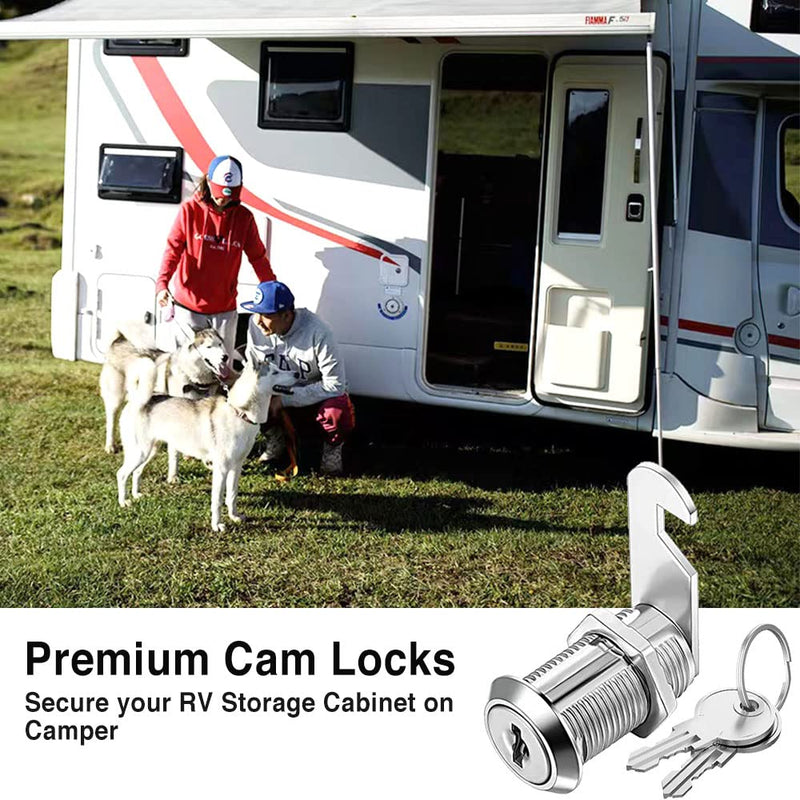 Cabinet Cam Locks Keyed Alike, 1-1/8'' Fits on 7/8'' Max Door Thickness, Secure File Drawer Mailbox RV Storage Replacement Set, Zinc Alloy (1-1/8 Inch 10Pcs) 1-1/8 Inch 10Pcs