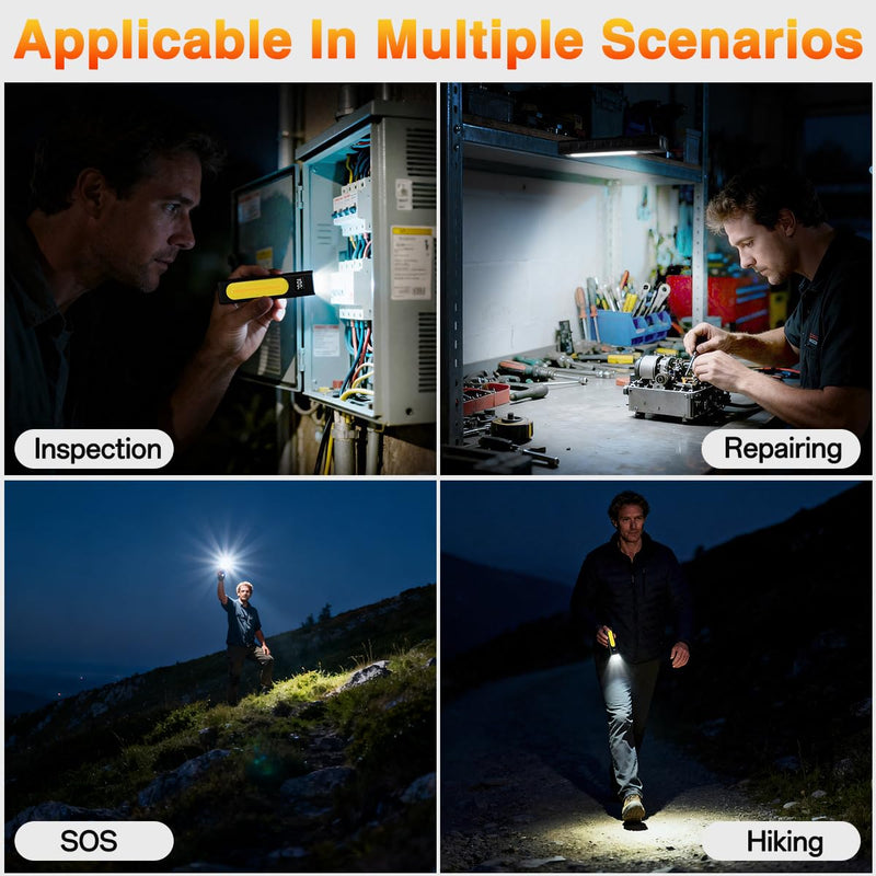 Rechargeable Flashlights High Lumens 1800, Flat EDC Flashlight Rechargeable, Magnetic Pocket Flashlight Super Bright, Powerful LED Flashlight for Home, Tactical Flash Lights as Christmas Gifts for Men 2Pack