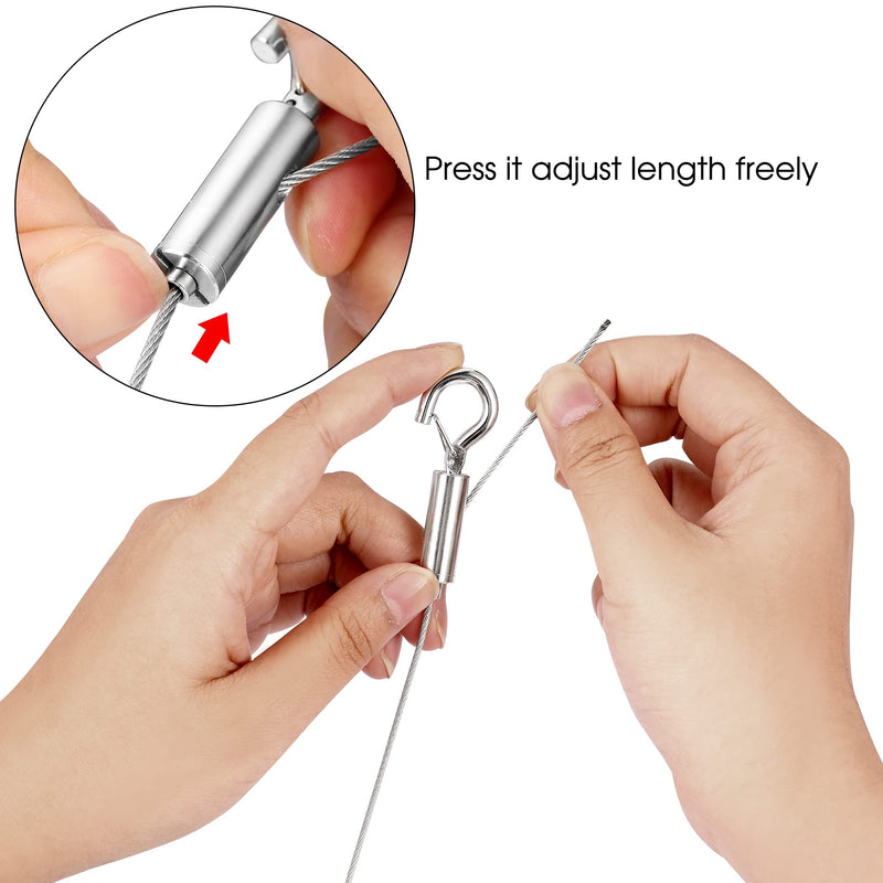 Adjustable Picture Hanging Wire 2PCS Mirror Frame Kit 2m x1.5mm Heavy Duty Stainless Steel Rope for Mirror Hanging Hardware,Light Lamp,Billboards,Basket Flowerpot Hold Up to 20kg 5.7 x 2.7 x 0.7 inches 2M 2PCS