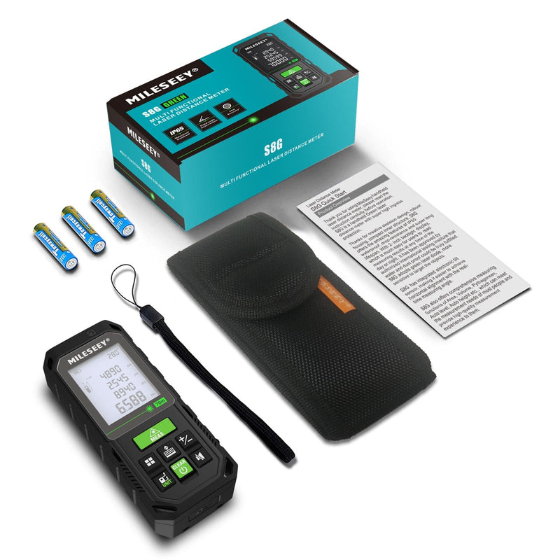 Mileseey S8GA Laser Measuring Tool Green Beam 230 ft, Green Light Laser Tape Measure with Angle Sensor, IP65, Pythagorean, Distance, Area, Volume Measuring, ±1/16in Accuracy… Green Beam - 230 ft