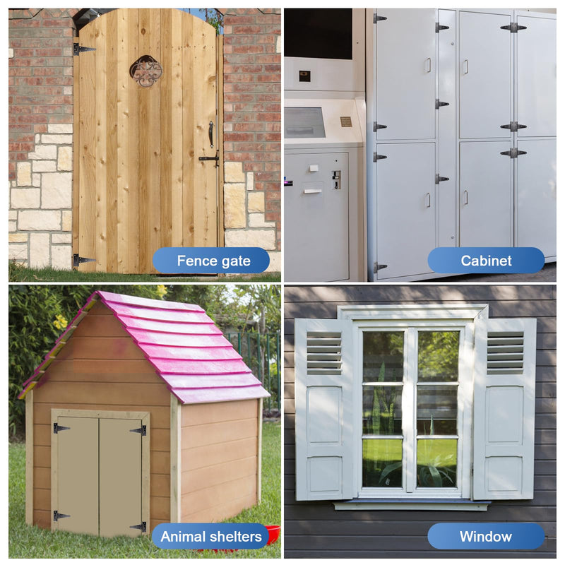 6 Inch T-Strap Shed Door Hinges, 2 Pack Heavy Duty Tee Hinge, T-Gate Hinges, Gate Strap Hinges, Black Wrought Hardware for Wooden Fences, Barn Door, Shed Doors 6 Inch