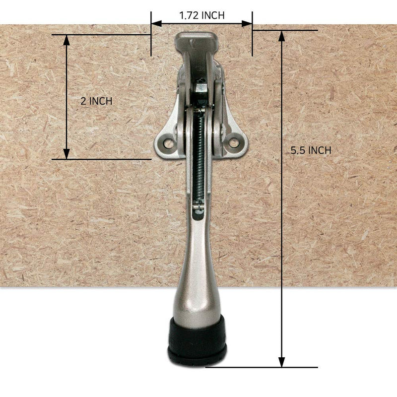 One Touch Kickdown Door Stopper, Door Holder, Heavy Duty Door Stops, Bottom of Door, Height-Adjustable Rubber Tips by HASHI (Satin Nickel 4 inch x 1pack) Satin Nickel