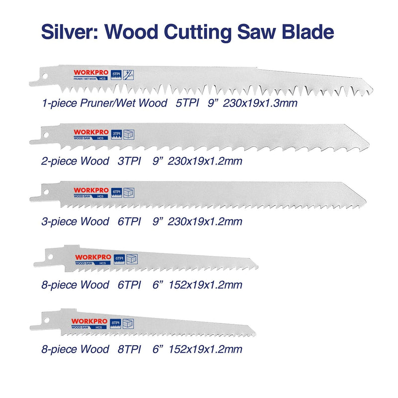 WORKPRO 32-Piece Reciprocating Saw Blade Set - Metal/Woodcutting Saw Blades, Pruner Saw Blades with Organizer Pouch Cr-V,32pcs - NewNest Australia