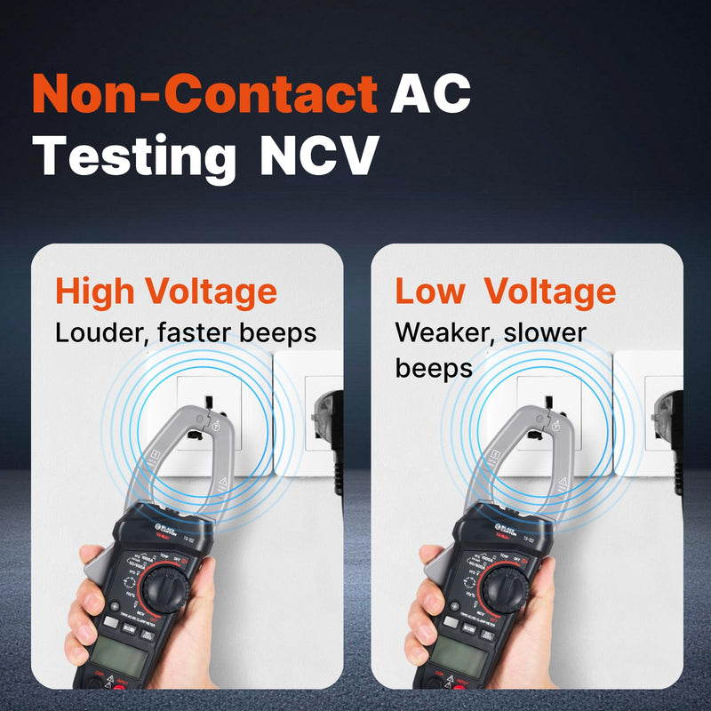 BLACK CANYON Digital Clamp Meter – TRMS AC/DC Clamp Multimeter 1000A, Amp Meter, DC Amp Meter, Inrush Current, Voltage, Resistance, Capacitance, Diode, Temp, NCV, Backlight LCD