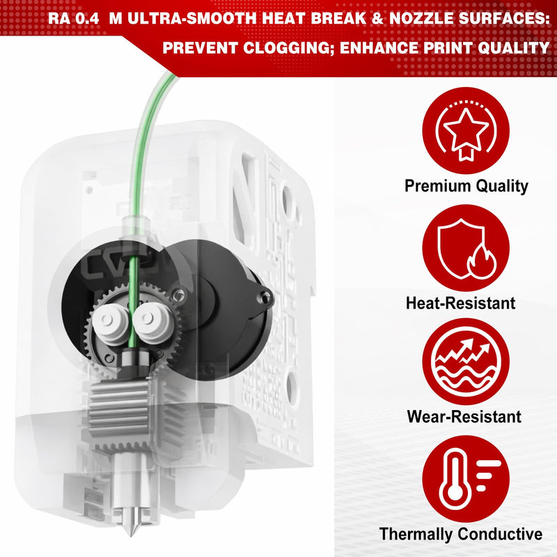 P1P P1S Hotend Kit, Full Assembly Hardened Hot End Print Head with 0.2/0.4/0.6mm P1 Nozzle, Cooling Fan, Thermistor, Ceramic Heater, Extruder Heating Block Replacement for P1 3D Printer