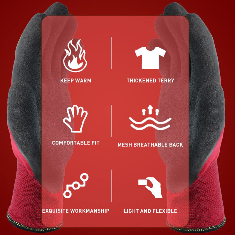 2 Pairs Winter Work Gloves for Men and Women, Freezer Gloves for Work Below Zero, Thermal Insulated, Super Grip Large (Pack of 2)