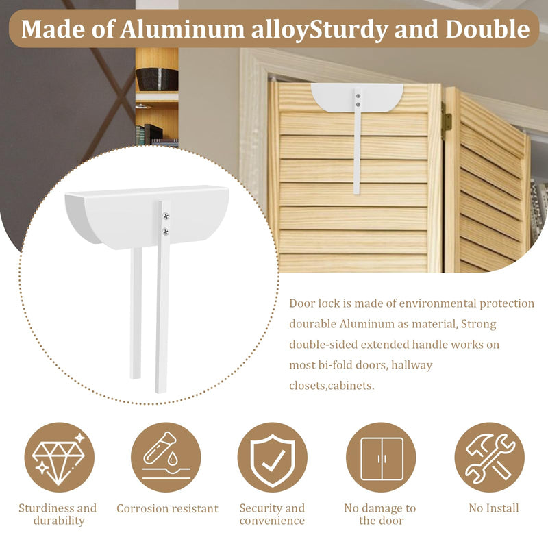 Bifold Door Lock- Metal Double Door Child Safety Locks Keep Toddler, Cats&Dogs Out of Pantry, Closets, Cabinets 2PC