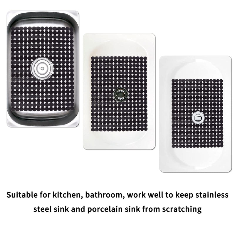 Qulable 2Pack Kitchen Sink Mat for Stainless Steel/Ceramic Sinks, PVC Eco-friendly Protectors for Bottom of Kitchen Sink, Adjustable, Fast Draining, Dots Design, 11.8x15.7 (Black) Black