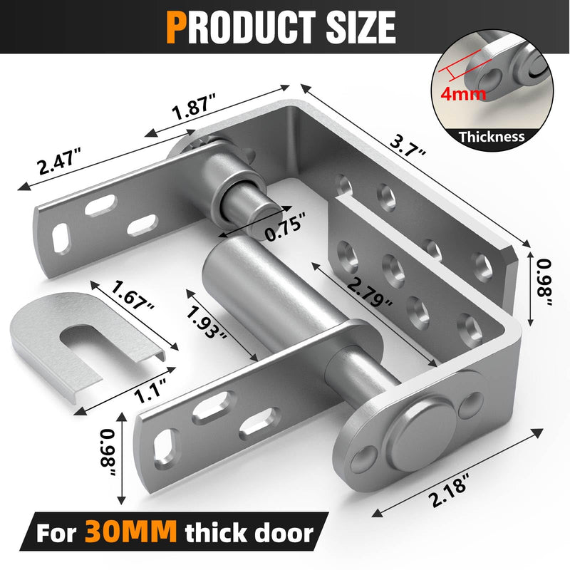 Cafe Door Hinges,Saloon Door Hinge,Swinging Door Hinges,Self Closing,304 Stainless Steel,for Saloon Doors、Cafe Doors、Swinging Doors、Courtyard Door (Silver-2PCS, Big) Silver-2PCS