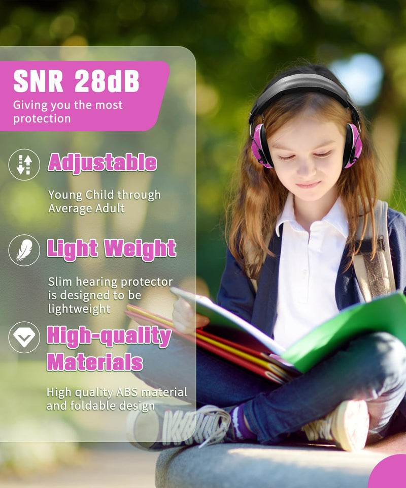 ZOHAN 032 Kids Noise Canceling Headphones - 25dB NRR Kids Ear Protection Earmuffs for School, Monster Jam, Fireworks, Travel, Air Show, Concert, Autism - Pink 1pack - Pink 1.0
