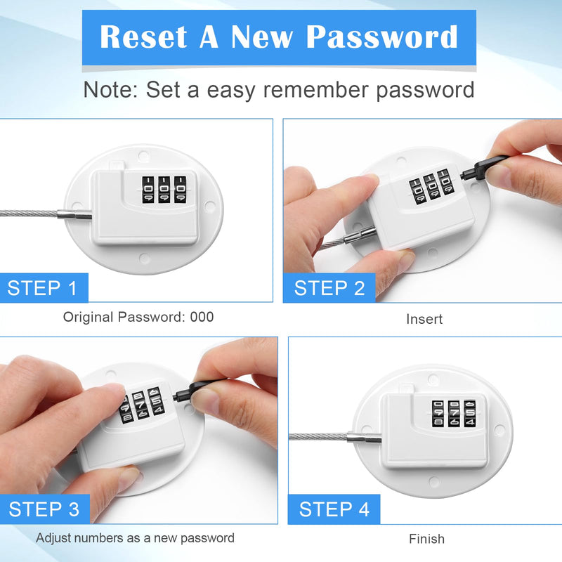 4PCS Refrigerator Locks Combination, Drill-Free Refrigerator Door Lock Fridge Lock Combination with Password, Mini Digital Refrigerator Lock for Freezer Door Lock (White) White