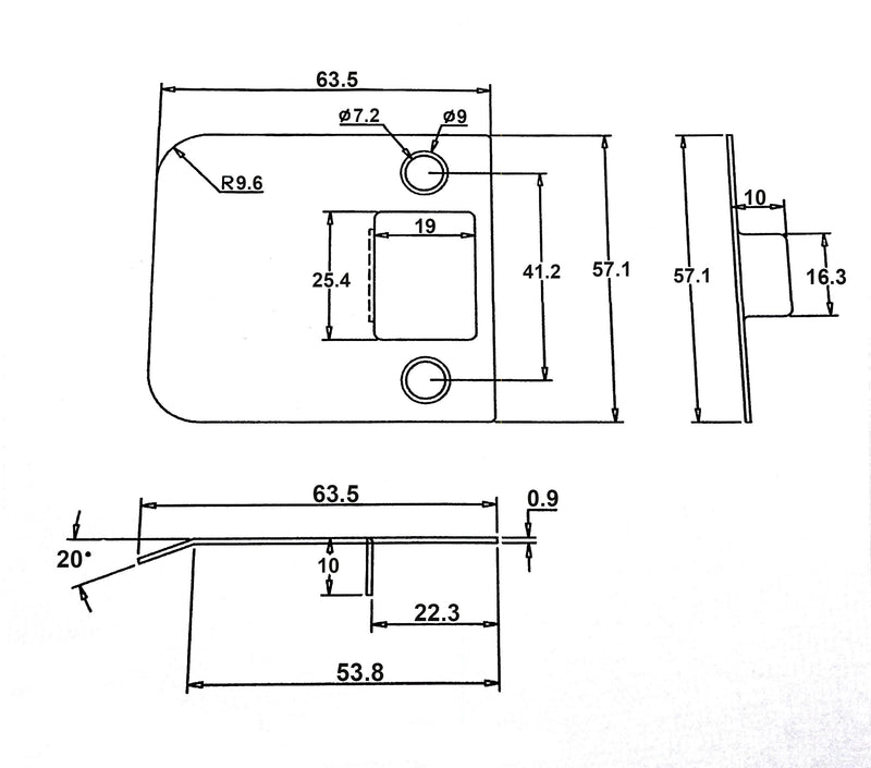 QCAA Solid Brass Extended Lip Strike, 2-1/2"X2-1/4, Oil-Rubbed Bronze, 10 Pack, Made in Taiwan