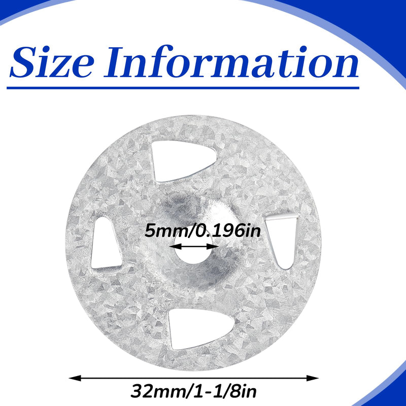 Washers for Installation of Foam Board Panels 1-1/8 Inch Galvanized Steel Washer for Fixing Fastening Installation(150 Pcs) 150