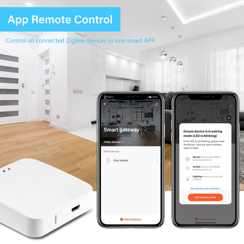 ZigBee 3.0 Hub WiFi & Bluetooth Dual Mode Gateway,Tuya Smart Home Bridge Wireless Remote Controller,Intelligent Bridge Wireless Smart Home Gateway Voice Control via Alexa, Google Home