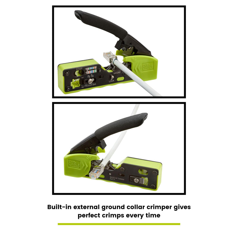 trueCABLE Crimp Tool for Pass Through RJ45 - All-in-One Ethernet Crimper, Cutter, Stripper - Works with Cat5e, Cat6, Cat6A Shielded and Unshielded Connectors trueCRIMP_V3