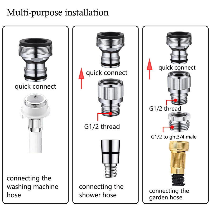 Kitchen Sink Faucet Quick Connector, Sink Faucet to Garden Hose Adapter, Dishwasher/Washer Snap Coupling Adapter, Faucet to Hose Adapter for Kitchen/Bathroom/Shower Hose faucet adapter-B