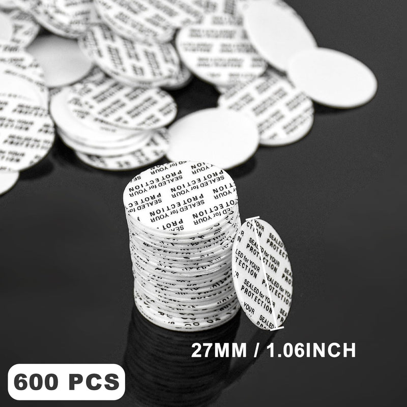 600PCS 1.06in (27MM) Pressure Sensitive Seals,Cap Liners, Bottle Seal,Foam Safety Tamper Resistant Sealing Waterproof Gasket for Cosmetic Plastic Glass Bottle Flask Jar Lid Case Canning Vials
