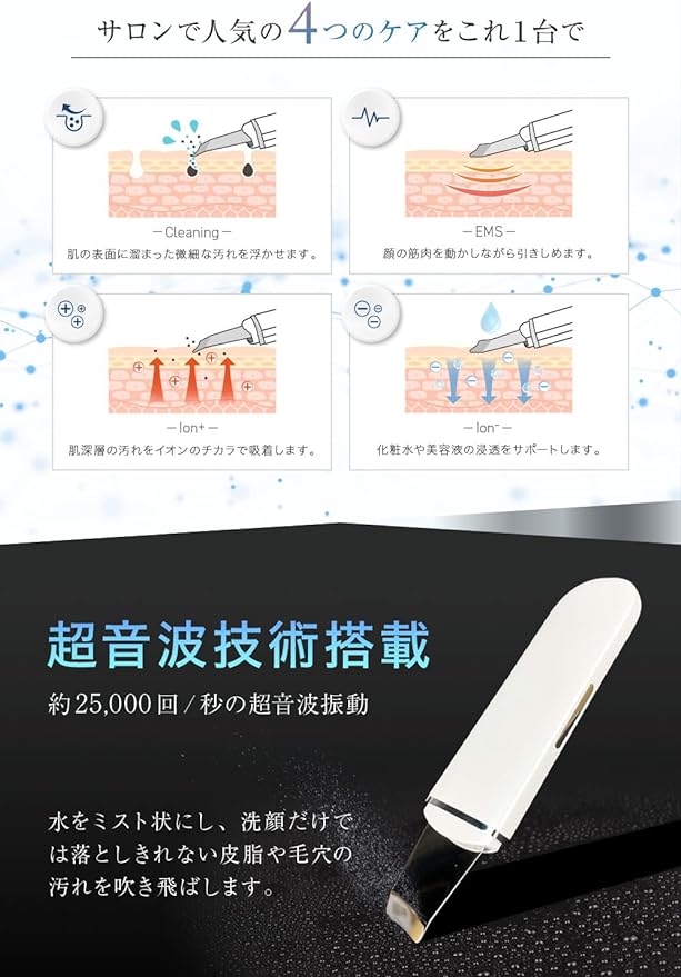 RELX Water Peeling Facial Beauty Device Ultra Lightweight 2.4 oz (70 g) (Japan Manufacturer) Multi-functional Facial Beauty Device Ultrasonic EMS Ion Peeling Cleansing Pore Care Blackhead Gift (Rose - NewNest Australia