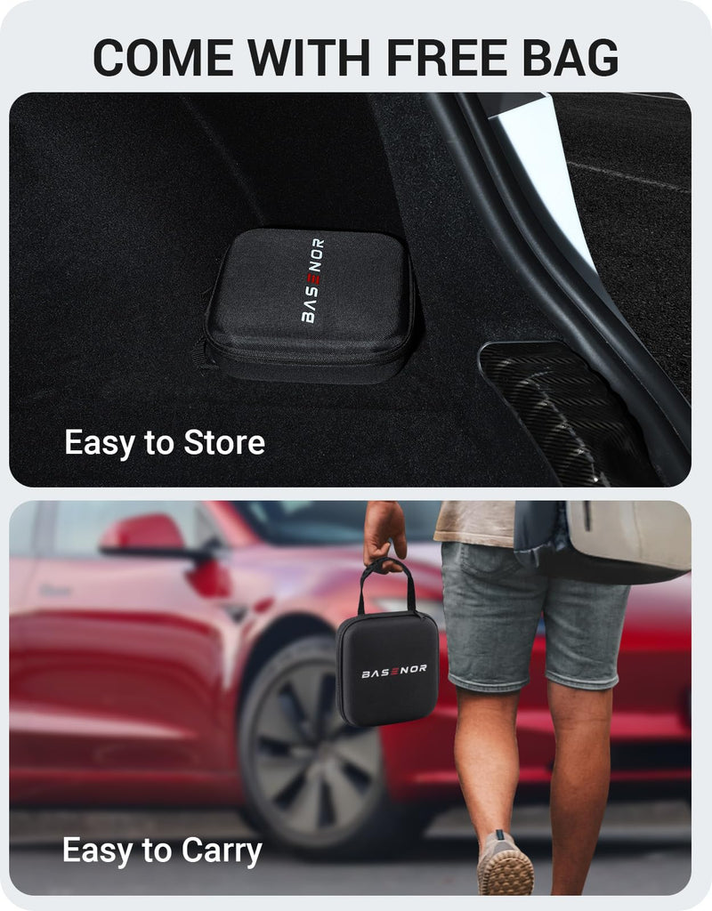 BASENOR Upgraded Tesla Car Floor Jacks, Jack Pucks with Storage Case, TPE Lifting Jack Pad [10x Hardness] to Protect Chassis, Vehicles Accessories for 2013-2025 Model 3/Y/S/X, Austin & Fremont Build