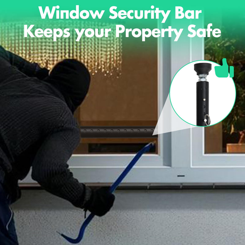2pcs Sliding Door Security Bar, Adjustable Window Security Locks with Rubber Tips 17-50inch, Patio Door Security Lock Black for Home Apartment, Black 1.2m--2pcs