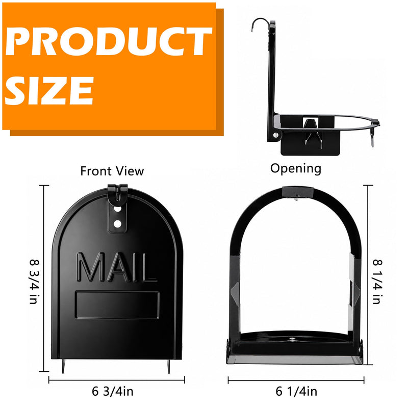 RUBII Magnetic Mailbox Door Replacement, 6 1/4" x 8 1/4" Snap-in Mailbox Door Panel, Black Metal Mail Box Doors for Outdoor Residential Brick Mailbox Doors Repair 1 Pcs