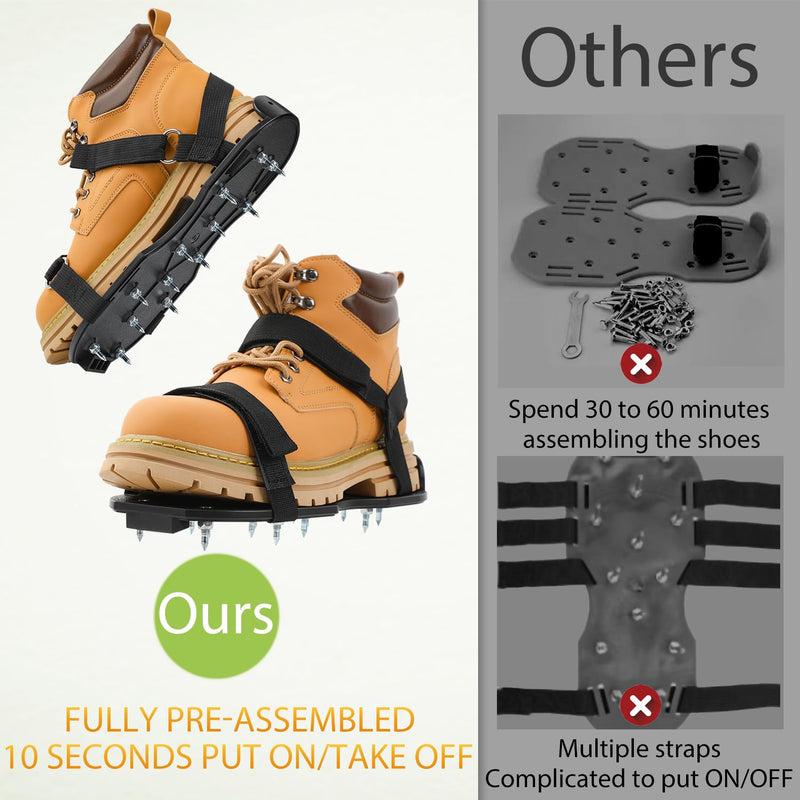 Spike Shoes for Epoxy Flooring Coating (99% Pre-installed) 13 one-Inch Spikes & 2 Velcro Strap (Non-Slip) Sturdy (Supports Up to 200 Pounds) Fits Men's and Women's Shoes in US Sizes 6 to 12