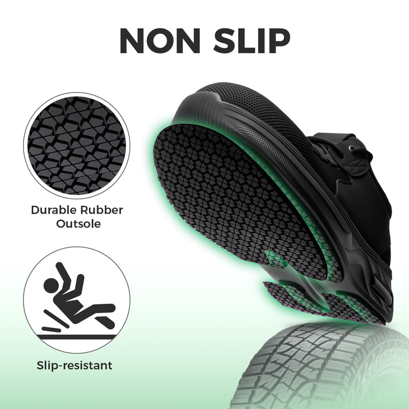 ulogu Wide Non Slip Work Shoes for Women Chef Walking Sneakers Waterproof | Wide Toe Box kitchen Restaurant Food Service Shoes Oil Resistant 8.5 Wide Black