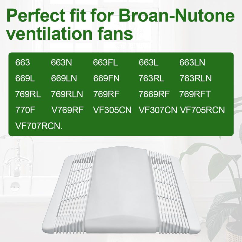 85315000 Nutone Ventilation Fan Grille with Lens Fits for Broan-Nutone 663, 663N, 663FL, 663L, 663LN, 669L, 669LN, 669FN, 763RL, 763RLN, 769RL, 769RLN, 769RF