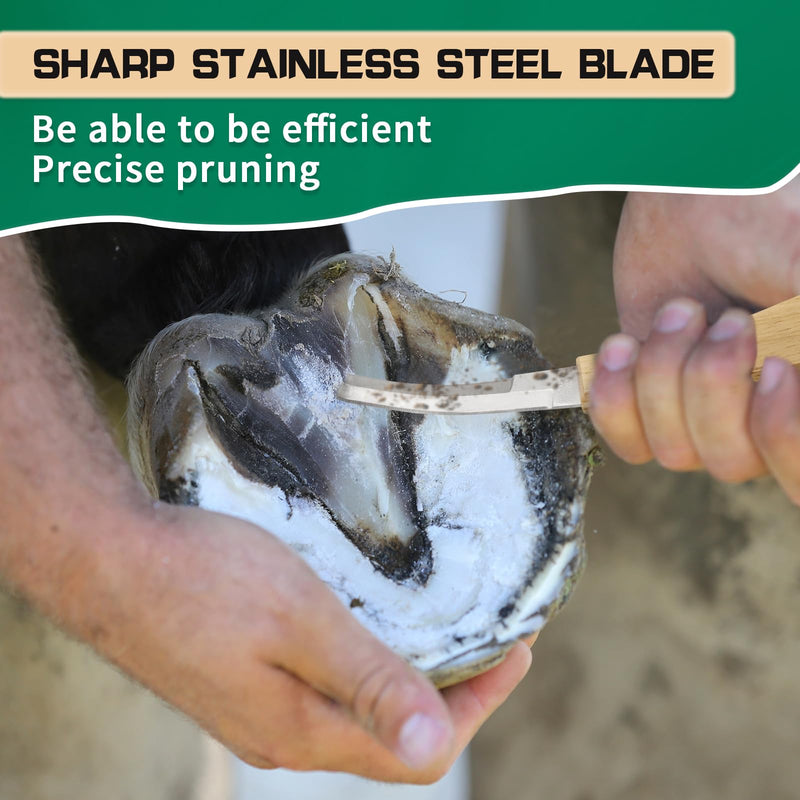 2PCS Stainless Steel Double Edged Hoof Knive with Wooden Handle, Stainless Steel Blade Suitable Hoof Knife for Horses The Toes of Horses, Cows, and Sheep, Repair Knives for Hoof Maintenance - PawsPlanet Australia