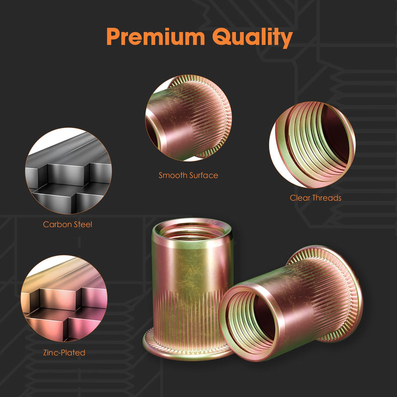 Rivet Nut, M12 Metric Rivnut - Flat Head Nutserts, Zinc Plated Carbon Steel Knurled Body Threaded Insert Nuts, 20 Pieces M12(20pcs) - NewNest Australia