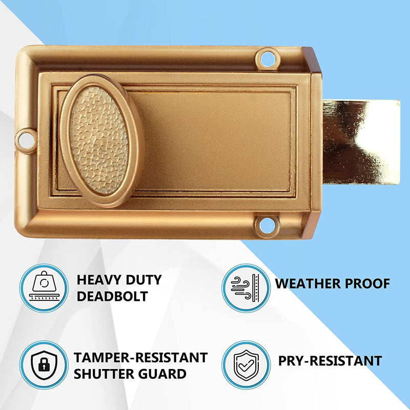 NU-Set Lock | Night Safety Deadbolt Lock | 5 Pin Keyed Cylinder for Added Door Security | Home Improvement & Door Hardware, Set of 2 (Bronze) (2110-2) Bronze 2 Packs