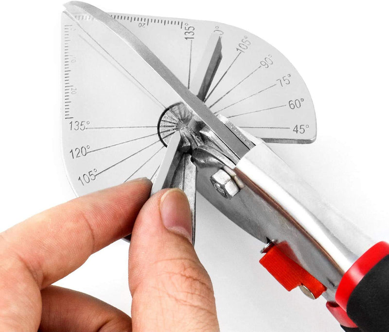 Multi Angle Miter Shear Cutter Hand Tools,45-135 Degree Adjustable Angle Scissors Trim Shears Tools for Vinyl Wood Molding Trim, 2 Extra Spare Blades Included With 2 Extra Spare Blades