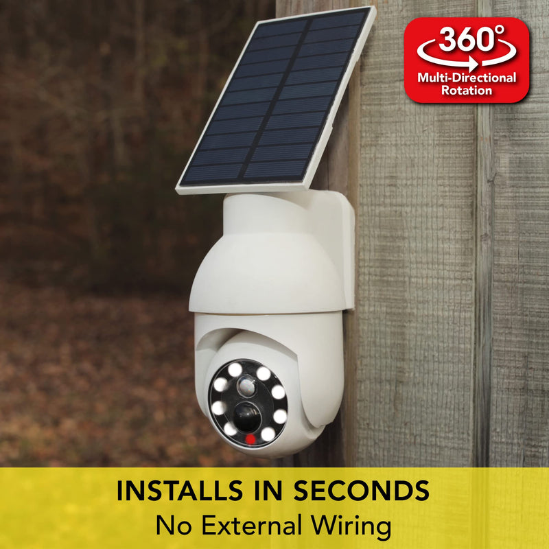 Ontel Handy Brite Security 360 LED Light, 360-Degree Fake Security Camera with 8 Super-Bright LED Lights, Weather-Resistant Motion Sensor Light for Home Security, Solar-Powered Outdoor Light