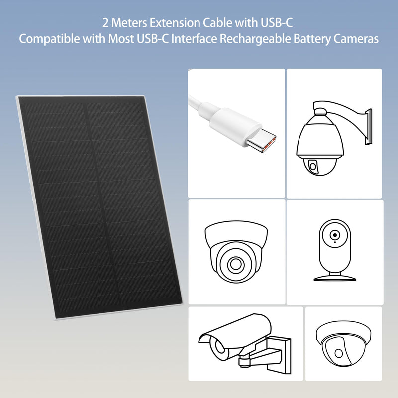 Nicesolar 8W USB-C Solar Panel for Security Cameras, IP65 Waterproof Outdoor Solar Panel with Adjustable Bracket, Compatible with Rechargeable Battery Cameras