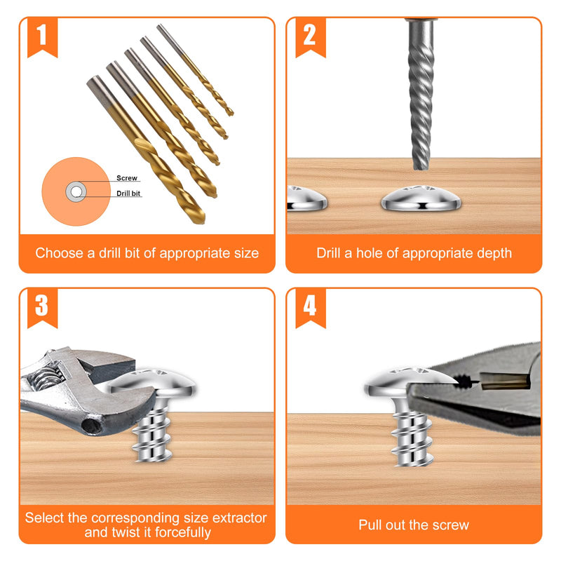 Gift for Men 10Pcs Screw Extractor Set, 40# Cr-Mo & 4241 HSS Cobalt Left Hand Drill Bits Set for Removing Stripped Screws and Broken Bolts Ez Out Broken Bolt Extractor Kit & Drill Bit Extractor Set