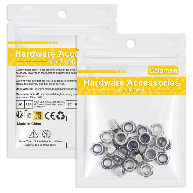 50Pcs M3-0.5mm Nylon Insert Hex Lock Nuts DIN985 Stainless Steel A2 Self Locking Nuts for Industrial Construction Fasteners 50 M3×0.5